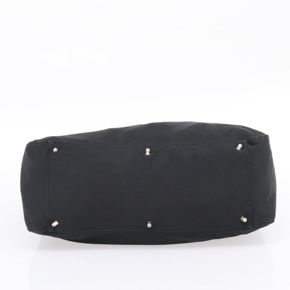 FENDI Hand Bag Cotton jersey Black Silver Auth ka5894