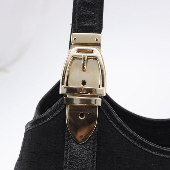 GUCCI Hand Bag Canvas Black Gold 145761 Auth ka5897V