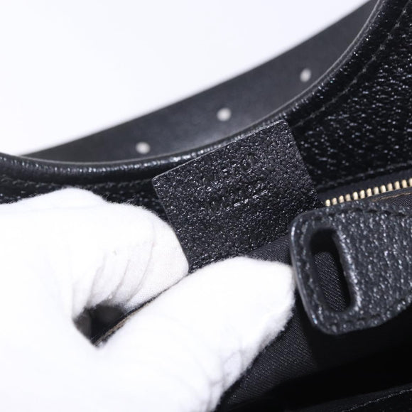 GUCCI Hand Bag Canvas Black Gold 145761 Auth ka5897V