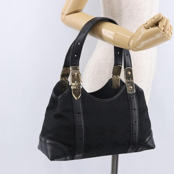 GUCCI Hand Bag Canvas Black Gold 145761 Auth ka5897V