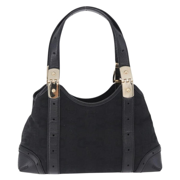 GUCCI Hand Bag Canvas Black Gold 145761 Auth ka5897V