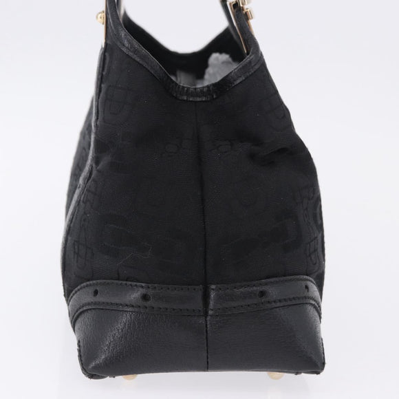 GUCCI Hand Bag Canvas Black Gold 145761 Auth ka5897V