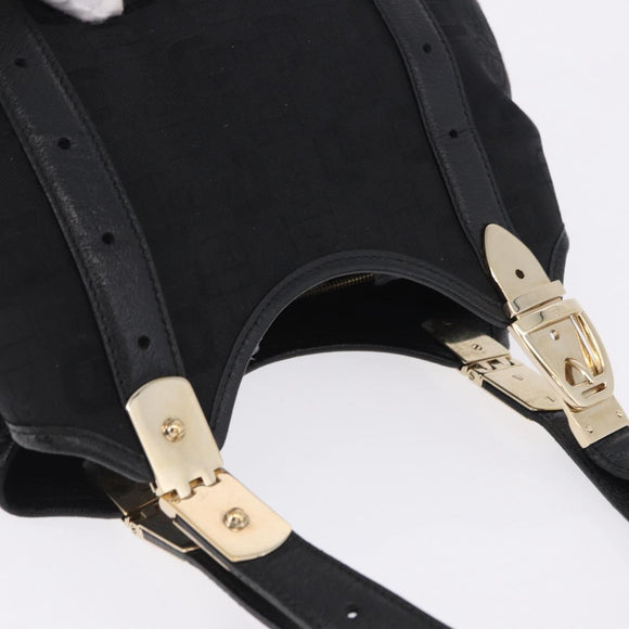 GUCCI Hand Bag Canvas Black Gold 145761 Auth ka5897V
