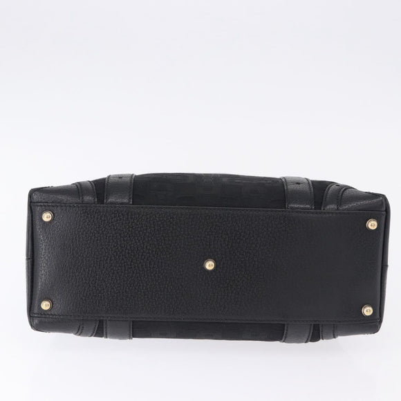 GUCCI Hand Bag Canvas Black Gold 145761 Auth ka5897V
