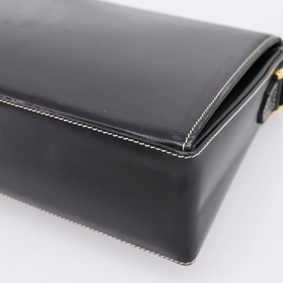 Christian Dior Shoulder Bag Leather Black Gold Auth ka5898