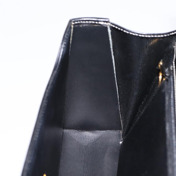 Christian Dior Shoulder Bag Leather Black Gold Auth ka5898