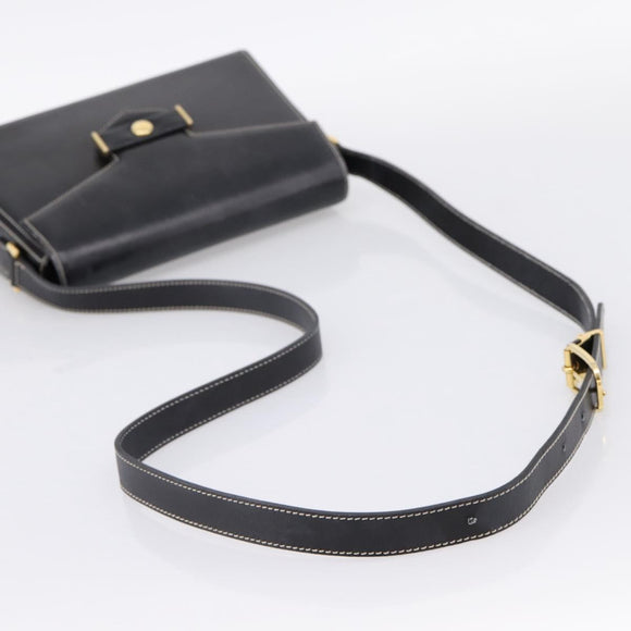 Christian Dior Shoulder Bag Leather Black Gold Auth ka5898