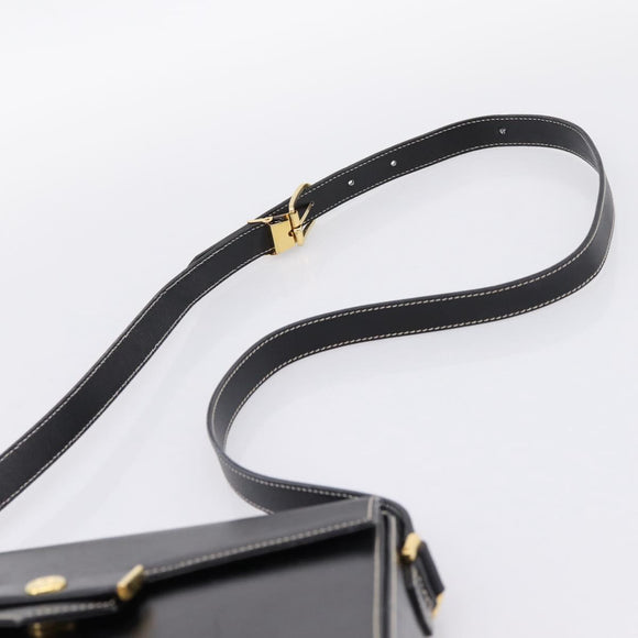 Christian Dior Shoulder Bag Leather Black Gold Auth ka5898
