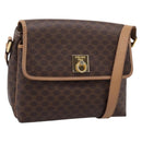 CELINE Macadam Canvas Shoulder Bag PVC Leather Brown Gold Auth ka5899-1