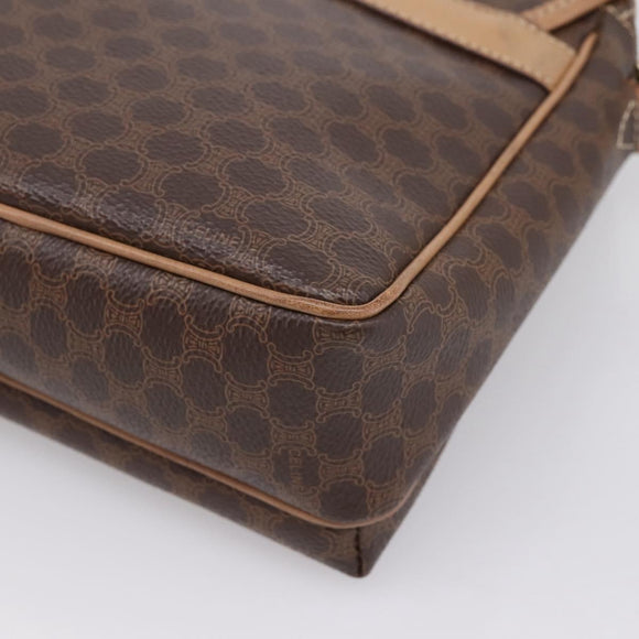 CELINE Macadam Canvas Shoulder Bag PVC Leather Brown Gold Auth ka5899
