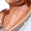 CELINE Macadam Canvas Shoulder Bag PVC Leather Brown Gold Auth ka5899-10