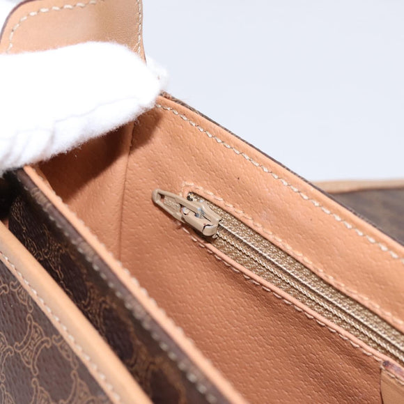 CELINE Macadam Canvas Shoulder Bag PVC Leather Brown Gold Auth ka5899
