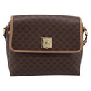 CELINE Macadam Canvas Shoulder Bag PVC Leather Brown Gold Auth ka5899-13