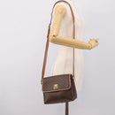 CELINE Macadam Canvas Shoulder Bag PVC Leather Brown Gold Auth ka5899-22