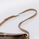 CELINE Macadam Canvas Shoulder Bag PVC Leather Brown Gold Auth ka5899-8