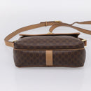 CELINE Macadam Canvas Shoulder Bag PVC Leather Brown Gold Auth ka5899-5