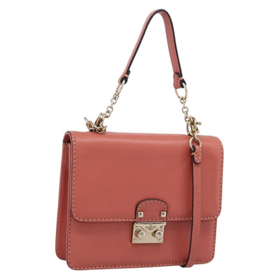 VALENTINO Hand Bag Leather 2way Pink Gold Auth ka5900A