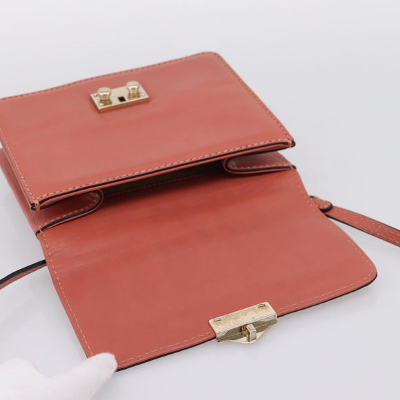VALENTINO Hand Bag Leather 2way Pink Gold Auth ka5900A