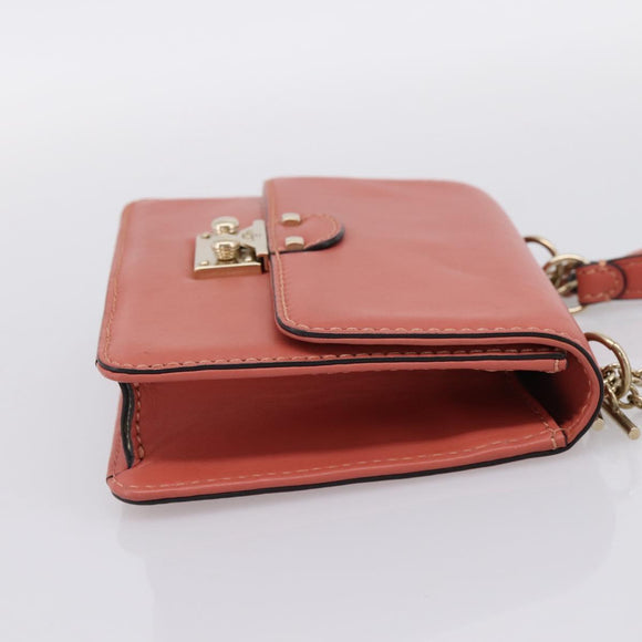 VALENTINO Hand Bag Leather 2way Pink Gold Auth ka5900A