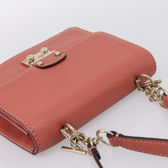 VALENTINO Hand Bag Leather 2way Pink Gold Auth ka5900A