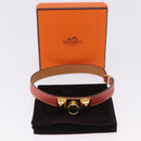 HERMES Rival Double Tour Bracelet Leather Red Gold Auth ka5905M-11