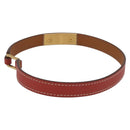 HERMES Rival Double Tour Bracelet Leather Red Gold Auth ka5905M-3