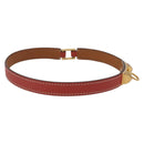 HERMES Rival Double Tour Bracelet Leather Red Gold Auth ka5905M-5