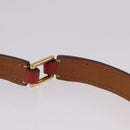 HERMES Rival Double Tour Bracelet Leather Red Gold Auth ka5905M-9