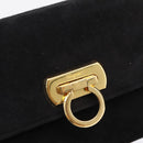 Salvatore Ferragamo Gancini Shoulder Bag Suede Black Gold Auth ka5909-14