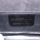 Salvatore Ferragamo Gancini Shoulder Bag Suede Black Gold Auth ka5909-16