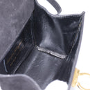 Salvatore Ferragamo Gancini Shoulder Bag Suede Black Gold Auth ka5909-18