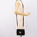 Salvatore Ferragamo Gancini Shoulder Bag Suede Black Gold Auth ka5909-21