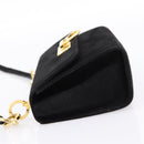 Salvatore Ferragamo Gancini Shoulder Bag Suede Black Gold Auth ka5909-4