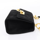 Salvatore Ferragamo Gancini Shoulder Bag Suede Black Gold Auth ka5909-5