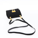 Salvatore Ferragamo Gancini Shoulder Bag Suede Black Gold Auth ka5909-7