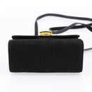 Salvatore Ferragamo Gancini Shoulder Bag Suede Black Gold Auth ka5909-9