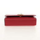 SAINT LAURENT Chain Shoulder Bag Leather Red Gold Auth ka590M-5
