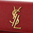 SAINT LAURENT Chain Shoulder Bag Leather Red Gold Auth ka590M-19