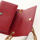 SAINT LAURENT Chain Shoulder Bag Leather Red Gold Auth ka590M-9