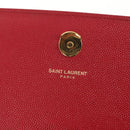 SAINT LAURENT Chain Shoulder Bag Leather Red Gold Auth ka590M-20