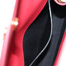 SAINT LAURENT Chain Shoulder Bag Leather Red Gold Auth ka590M-24