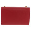 SAINT LAURENT Chain Shoulder Bag Leather Red Gold Auth ka590M-2