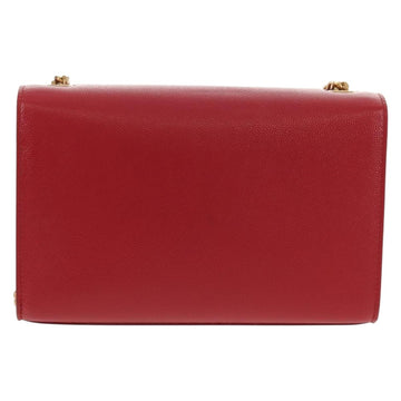 SAINT LAURENT Chain Shoulder Bag Leather Red Gold Auth ka590M - 0