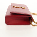 SAINT LAURENT Chain Shoulder Bag Leather Red Gold Auth ka590M-4