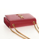 SAINT LAURENT Chain Shoulder Bag Leather Red Gold Auth ka590M-6