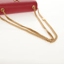 SAINT LAURENT Chain Shoulder Bag Leather Red Gold Auth ka590M-7
