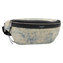 SAINT LAURENT Waist Bag Canvas Blue Silver Auth ka5910-1