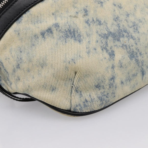 SAINT LAURENT Waist Bag Canvas Blue Silver Auth ka5910