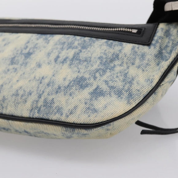 SAINT LAURENT Waist Bag Canvas Blue Silver Auth ka5910