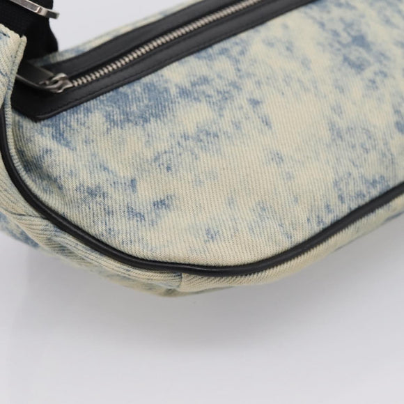 SAINT LAURENT Waist Bag Canvas Blue Silver Auth ka5910